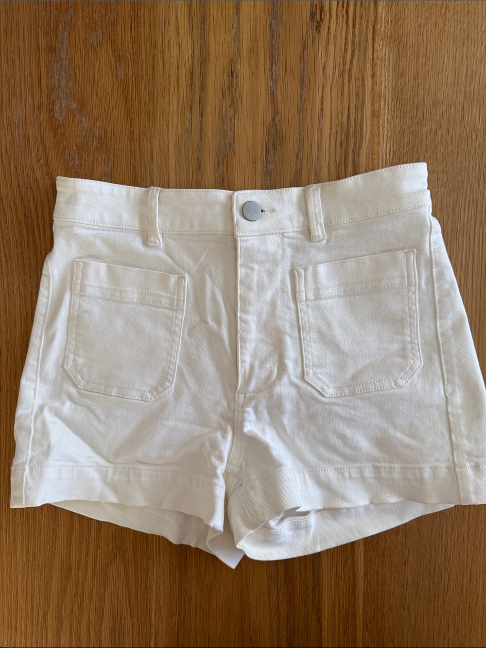 Everlane White High-Rise Denim Shorts